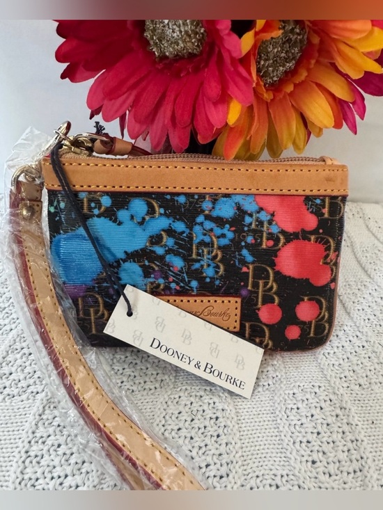 Dooney & Bourke Handbags - Dooney & Bourke multicolor paint splatter graffiti print coated canvas wristlet